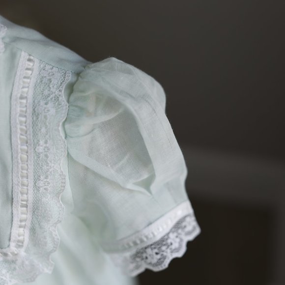 RARE Vintage Heirloom 1970's Gunne Sax Girls Dress Size 4/5 Mint Green GORGEOUS - Picture 10 of 10